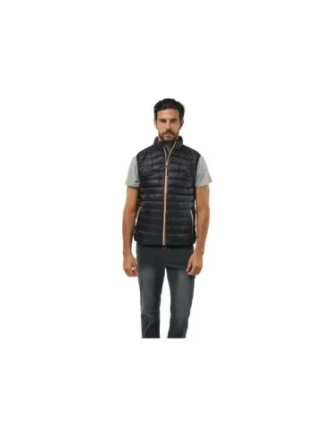 Gilet smanicato in soffice 100% poliestere, imbottitura effetto piuma, colore nero