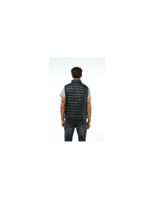 Sleeveless vest in soft 100% polyester, down effect padding, black color
