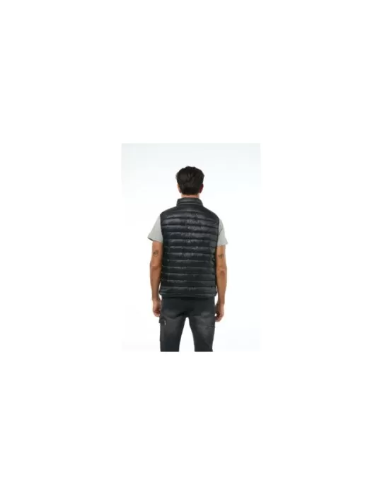 Sleeveless vest in soft 100% polyester, down effect padding, black color