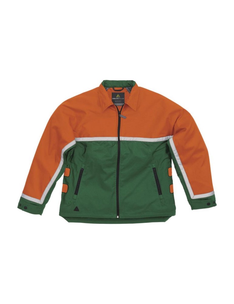 Veste de bûcheron Delta Plus résistante aux coupures avec fermeture éclair et poignets à pression réglables