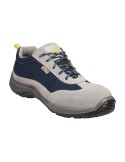 Niedrige Sicherheitsschuhe Delta Plus aus grauem und blauem Wildleder sowie Polyester