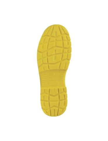 Scarpa bassa antinfortunistica Delta Plus in pelle scamosciata biege e gialla 2