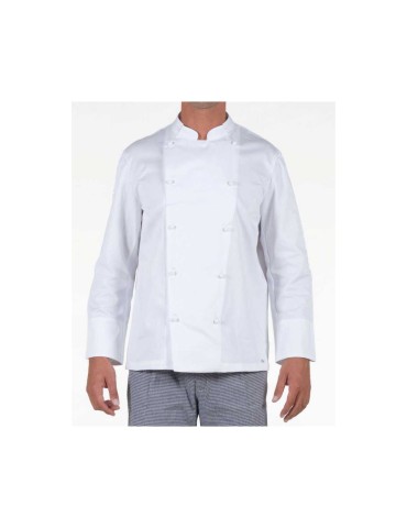 Chaqueta blanca de chef cruzado con botones