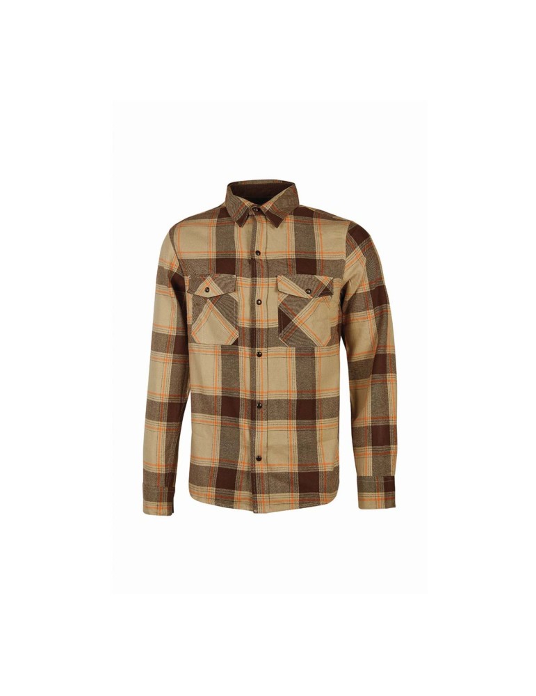 Camisa de trabajo a cuadros amarilla y marrón u-power