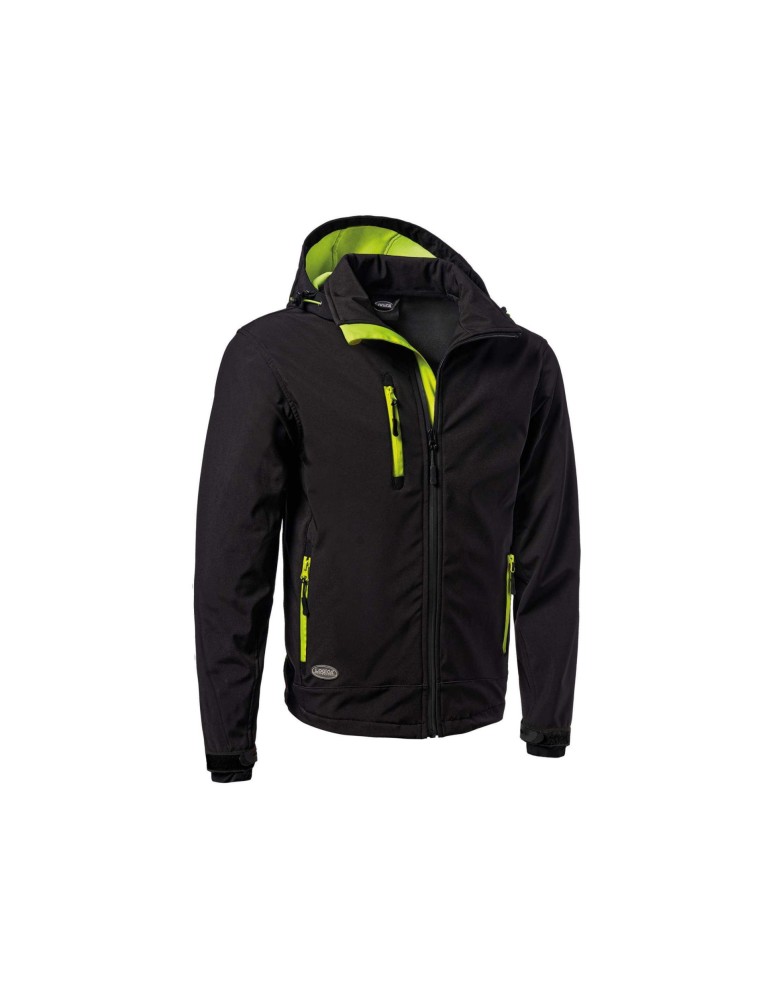 Schwarz-gelber Logica Softshell-Jacke mit abnehmbarer Kapuze