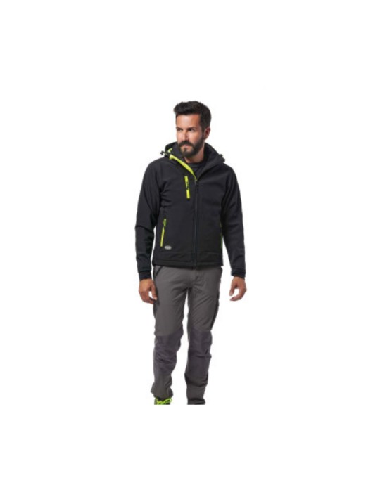 Black soft-shell jacket with detachable hood Slalom cap5