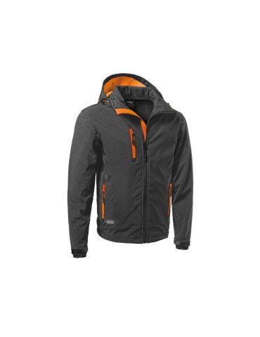 Veste softshell Logica gris et orange avec capuche amovible