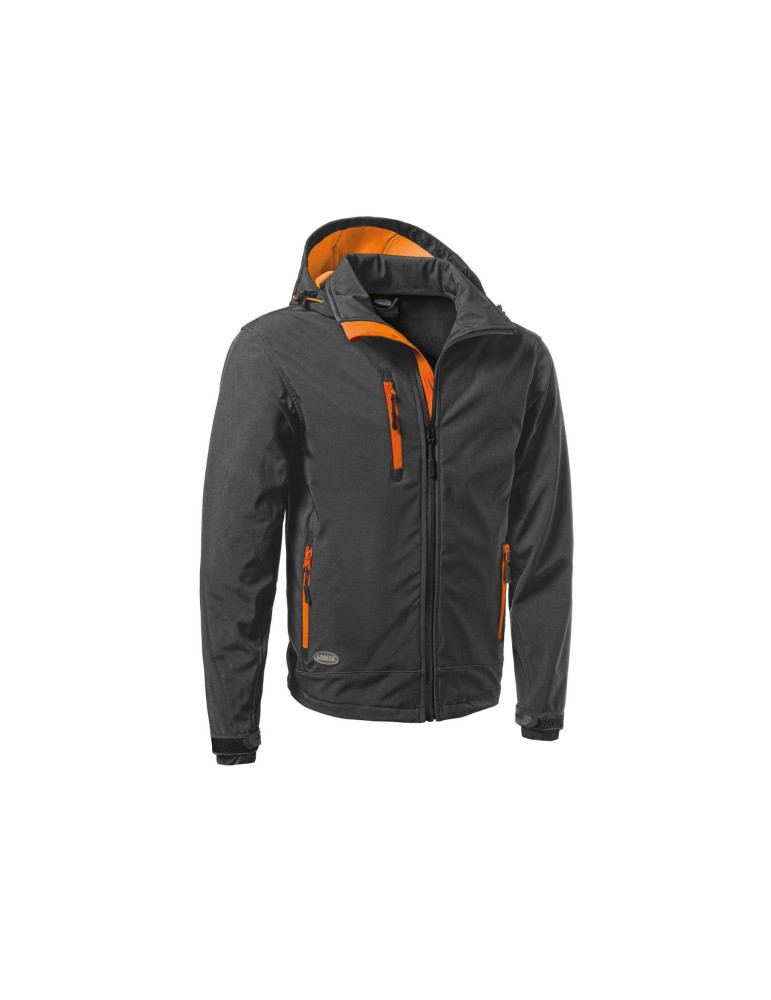 Logica graue und orangefarbene Softshell-Jacke mit abnehmbarer Kapuze