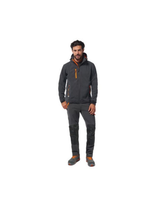 Grey/orange soft-shell jacket with detachable hood "Slalom cap6"