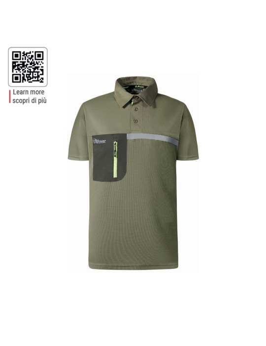 Polo à manches courtes u-power vert olive