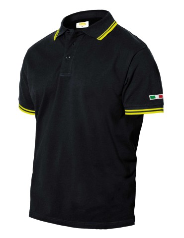 200GR cotton polo shirt with short sleeves black/yellow fluo logica professional