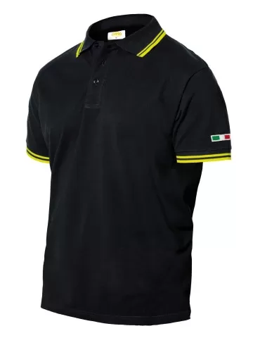 Polo cotone 200GR maniche corte nera/gialla fluo logica professional