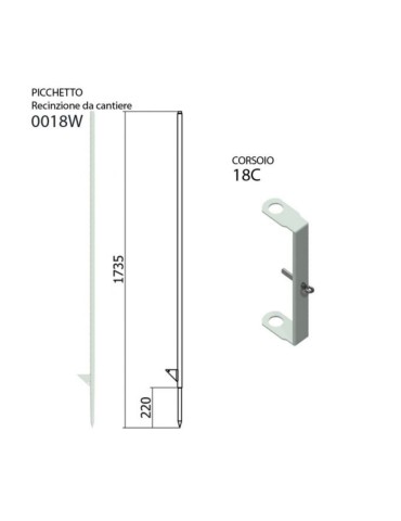 Picchetto per recinzione da cantiere h 1735 cm 2