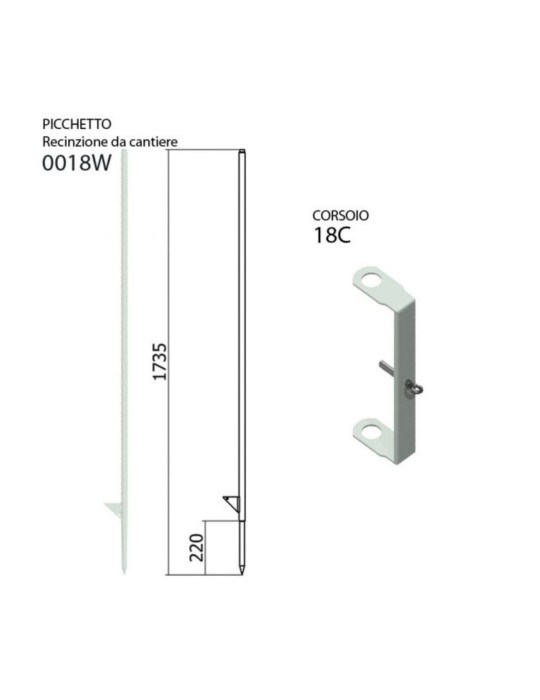 Construction site fence spike h 1735 cm