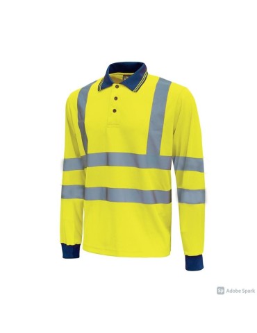 High visibility long sleeve polo shirt u-power Shine Yellow Fluo HL199YF