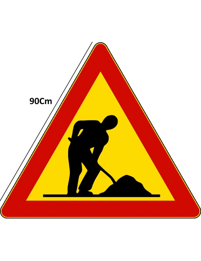 Triangolo lato 90 in ferro classe 1 fig. 383 " lavori in corso "