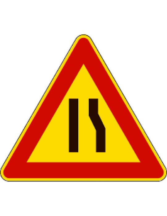 Lado 90 del signo triangular en hierro clase 2 fig. 386 "cuello de botella asimétrico a la derecha"