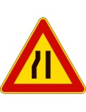 Cartello triangolo lato 90 in ferro classe 2 fig. 385 &quot;strettoia asimmetrica a sinistra&quot;
