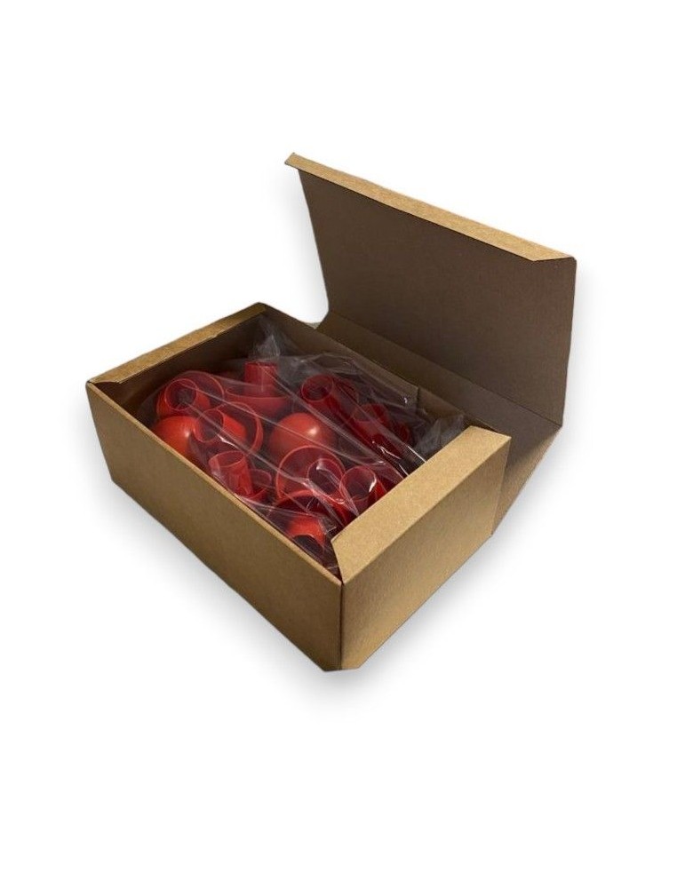 Fungo copritondino in plastica rosso ad alta visibilit&agrave;, idoneo per tondini in ferro per diametri da 6 a 18 mm.