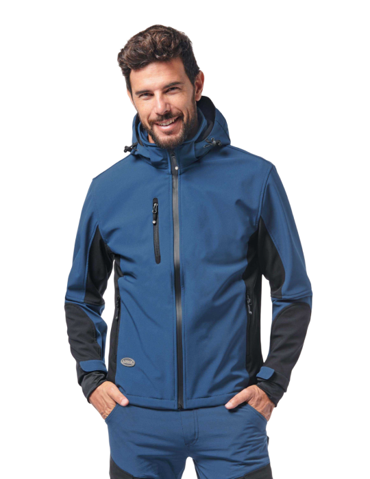 Veste softshell Logica avec capuche amovible bleu