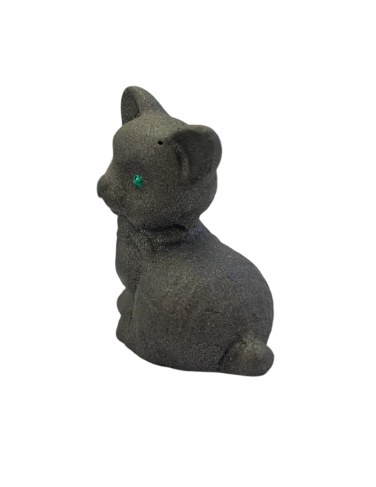 Künstlerische KATZENSTATUE MIT DEM BOGEN IM LAVASTEIN des Pa...