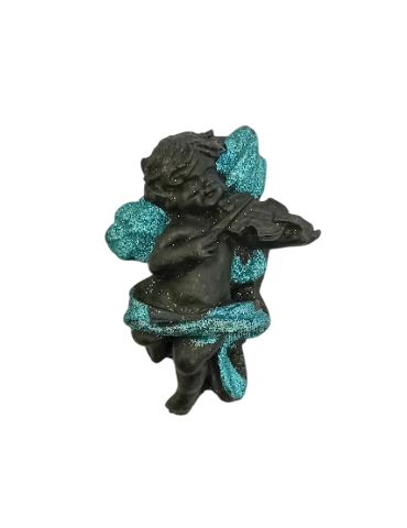 Religious THE ANGEL WITH VIOLIN LAVA STONE FIGURINE of the Pan...
