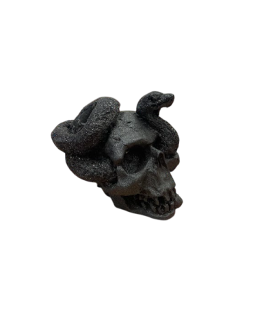 Artistic THE SKULL WITH SNAKE FIGURINE IN LAVA STONE of the ...