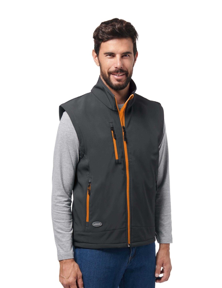 Chaleco softshell Logica gris y naranja