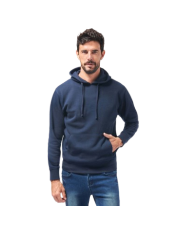 FELPA BLU NAVY CON CAPPUCCIO TASCA MARSUPRIO 80%COT 20%POL