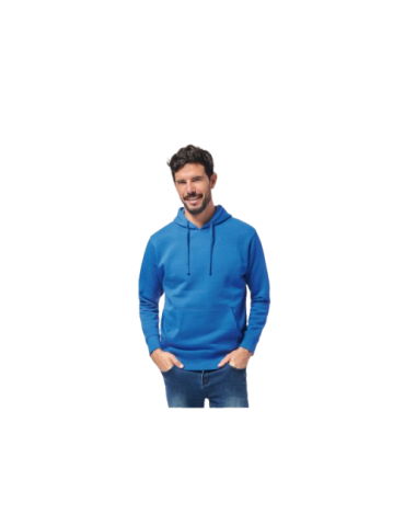 FELPA BLU ROYAL CON CAPPUCCIO TASCA MARSUPRIO 80%COT 20%POL
