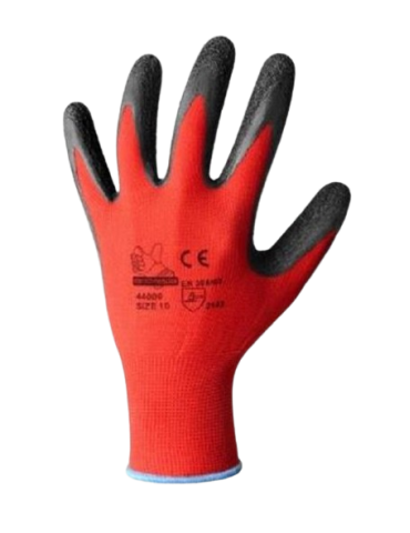 GUANTO IN POLIESTERE IN SCHIUMA DI LATTICE NERO E ROSSO