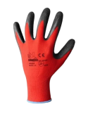 Black and red latex foam glove