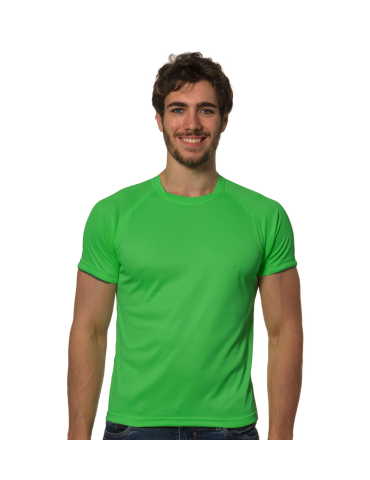 Green crew-neck and short-sleeved T-shirt 100% polyester