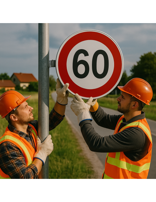Panneau de limite maximale de vitesse : diamètre du disque de 60 cm
