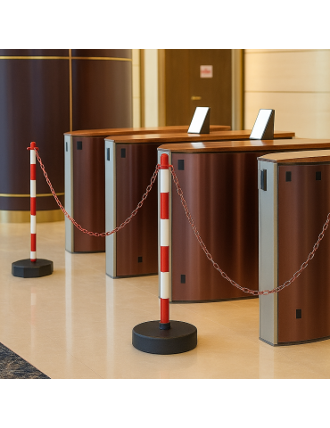 Weiße/rote PVC-Säule h 90 cm (ohne Gewichtsunterlage) 2