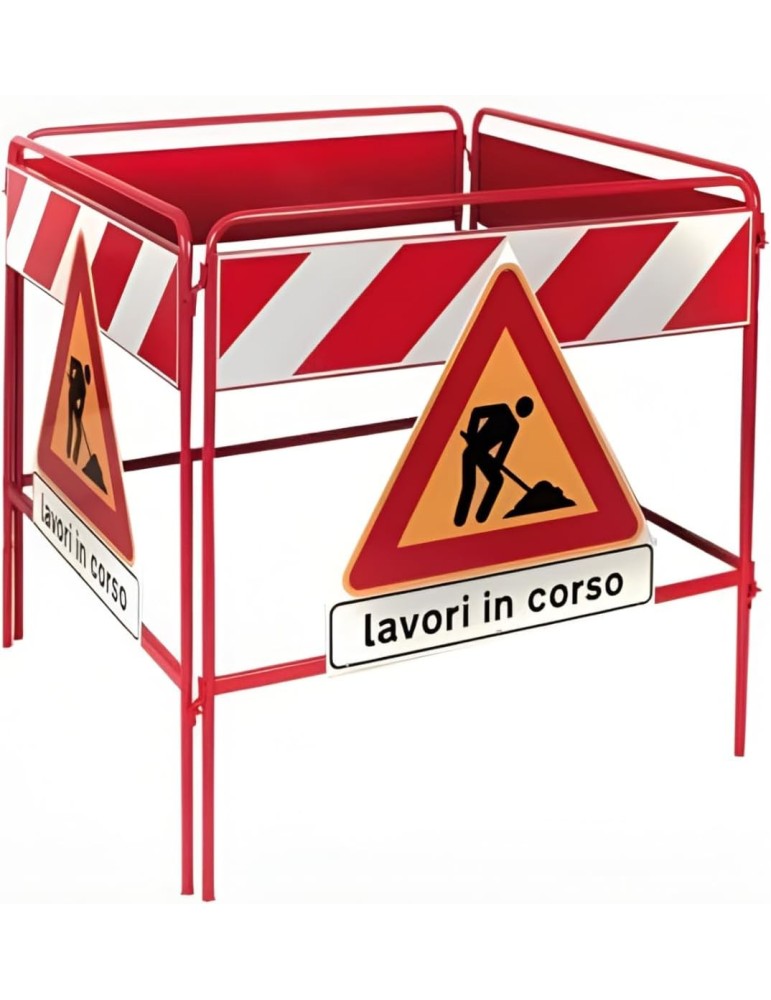 Barriera di recinzione per chiusini rossa e bianca classe 1 dimensioni 100x100