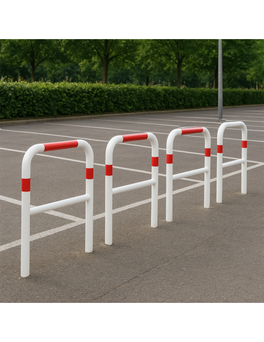 Pedestrian Boundary Fence with White Crossbar...