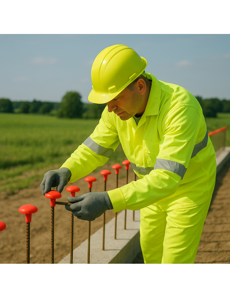 Construction site items Mushroom rod cover in red plastic with high v...