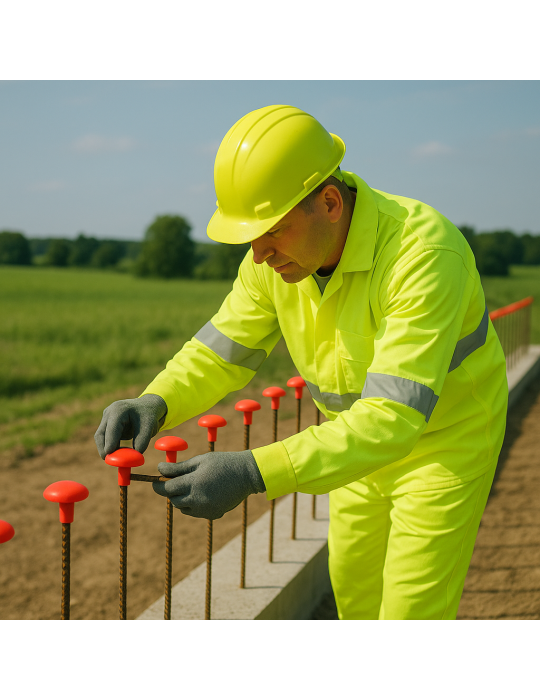Construction site items Mushroom rod cover in red plastic with high v...
