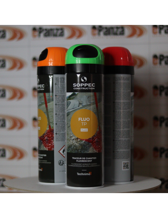 Traceur de chantier en spray vert Sisas fluorescent de 500 ml, adapté à la signalisation routière