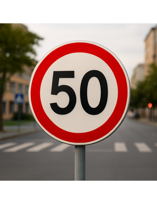 Panneau de limite maximale de vitesse : diamètre du disque de 60 cm