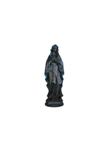 Madonna Lourdes in pietra lavica con decorazioni colorate