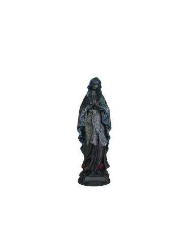 Madonna Lourdes in pietra lavica con decorazioni colorate