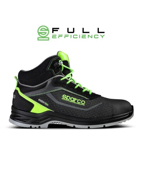 Black and green professional work shoes