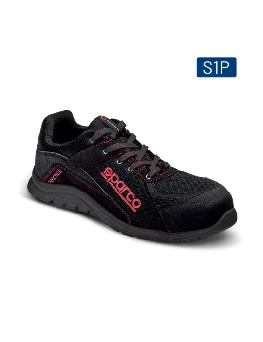 Zapato de trabajo negro y fucsia