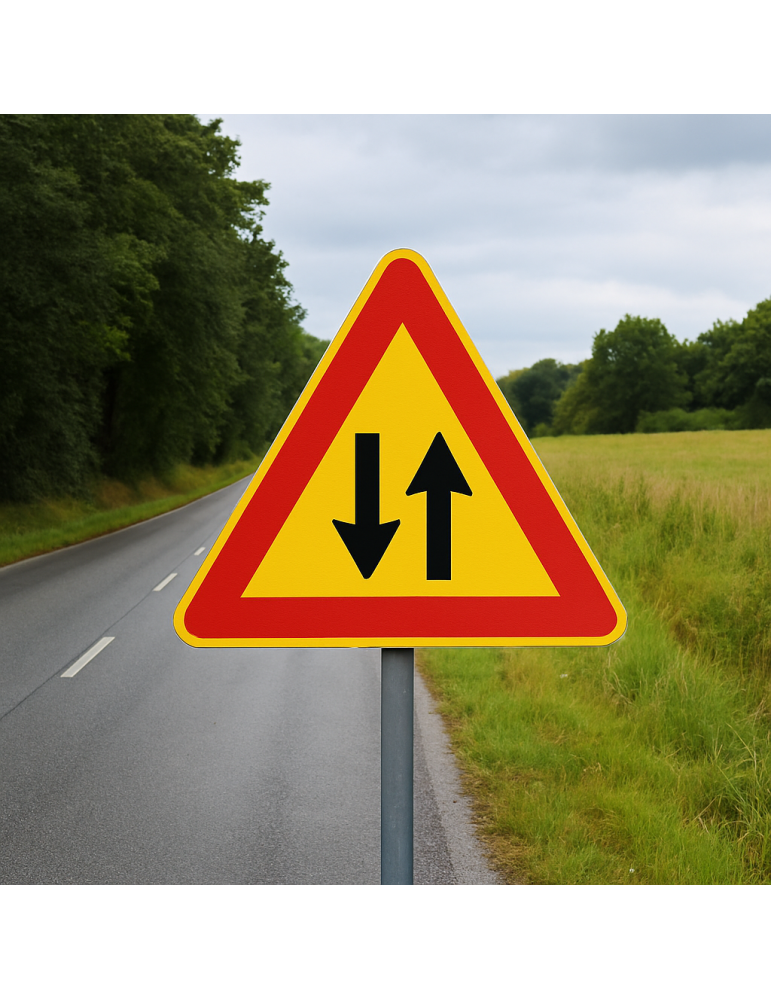 Construction site signage Triangle 90 side in iron class 1 fig...