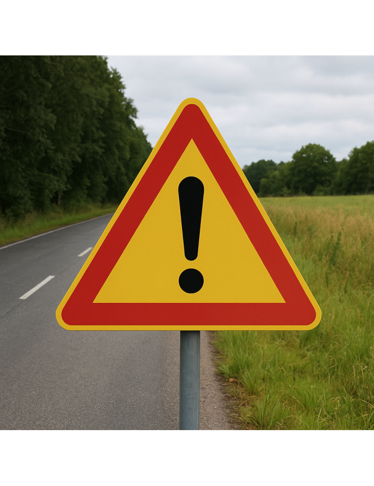 Panneau routier triangle côté 90 en fer classe 1 fig.388 « autres dangers »