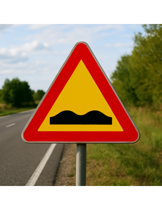 Construction site signage Triangle 90 side in iron class 1 fig...