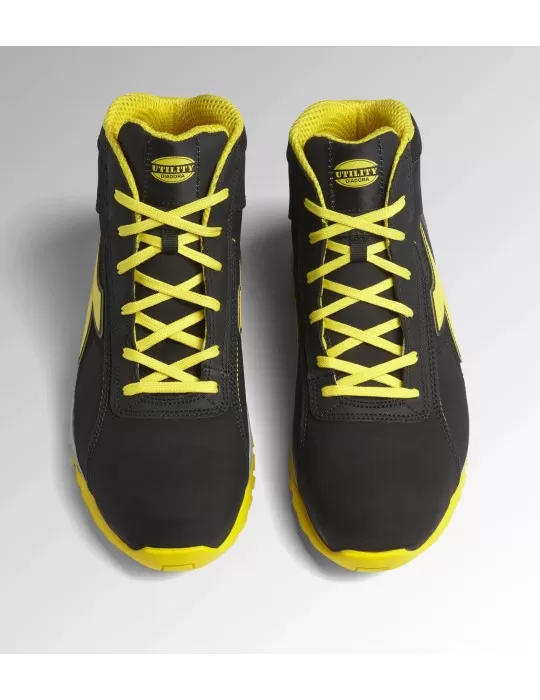 Glove safety shoes dark black/yellow fluo