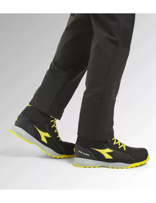 Glove safety shoes dark black/yellow fluo